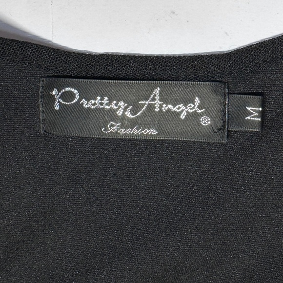 Pretty Angel Ruffled Ribbon Embellished Rhinestone Mesh Bodycon Dress Medium - Picture 9 of 13